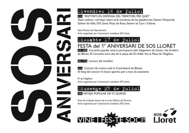 SOS Lloret actes 1er aniversari